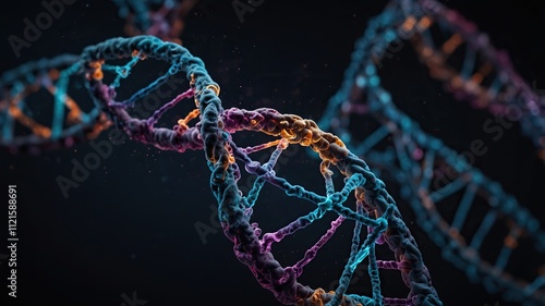 DNA Double Helix. Stunning abstract visualization, ideal for desktop wallpaper of background.  