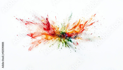 Vibrant Color Powder Explosion Isolated on White: A Dynamic Splash of Paint Dust in Motion, Capturing the Essence of Energy and Joy photo