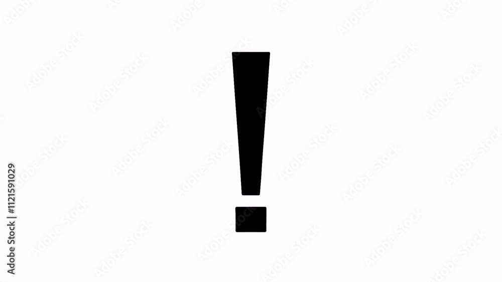 Black exclamation point icon sign symbol isolated on white background. 4k animation video. Black exclamation point icon sign symbol isolated on white background. 4k animation video.