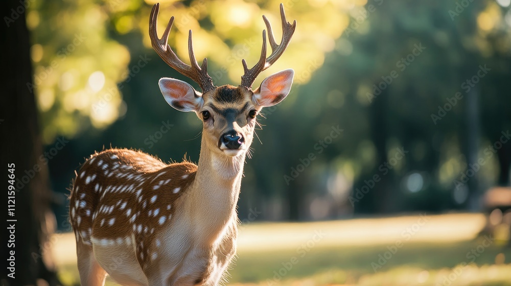 Majestic Deer in Lush Green Forest During Golden Hour Light Majestic Deer in Lush Green Forest During Golden Hour Light