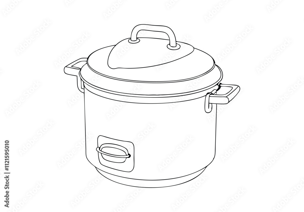 Continuous One-Line Drawing of a Pressure Cooker - Minimalist Kitchenware Art Continuous One-Line Drawing of a Pressure Cooker - Minimalist Kitchenware Art