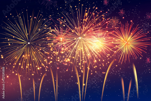 Colorful fireworks bursting in the night sky above a festive celebration.