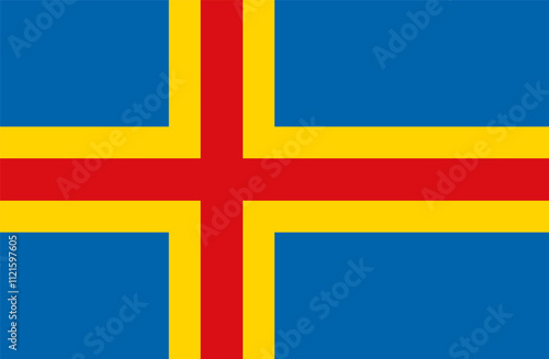Flag of Aland or Åland Islands autonomous region, Finland