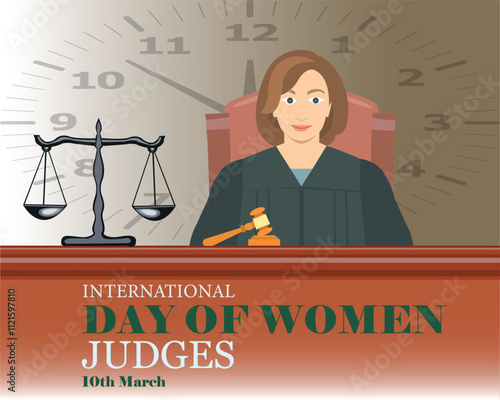 Banner design with a beautiful art and illustration about international women judges day.