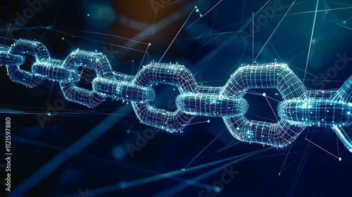 Abstract digital chain link in a futuristic design.