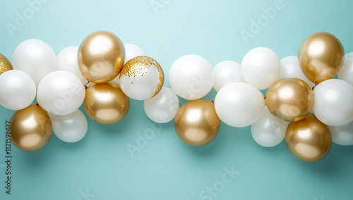 Wallpaper Mural Elegant White and Gold Balloons on White Background: Minimalist Digital Art Style for Birthday Party Theme Torontodigital.ca