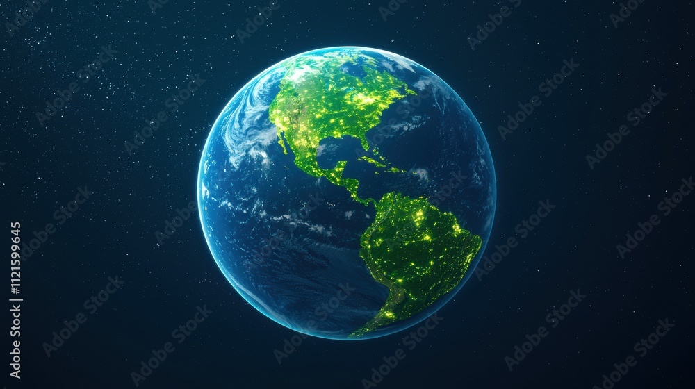 Fototapeta premium Satellite View of Earth Highlighting Environmental Zones with Detailed Visual Representation
