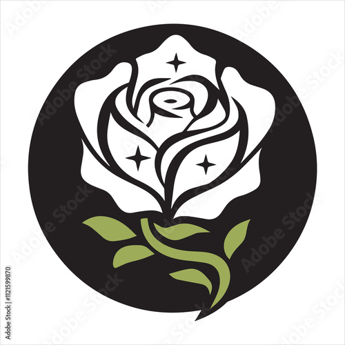 rose logo icon silhouette vector style with white background photo