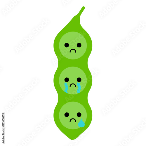 Sad Pea Pod Isolated On White