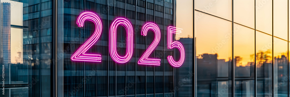 2025 Neon Sign on Building Window 2025 Neon Sign on Building Window