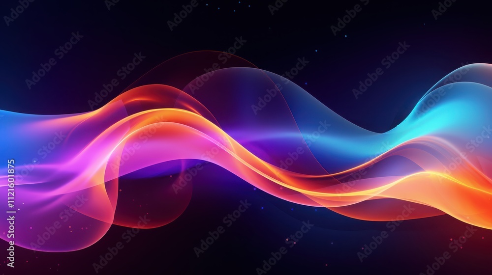 Abstract Colorful Waves Flowing Dark Background Abstract Colorful Waves Flowing Dark Background