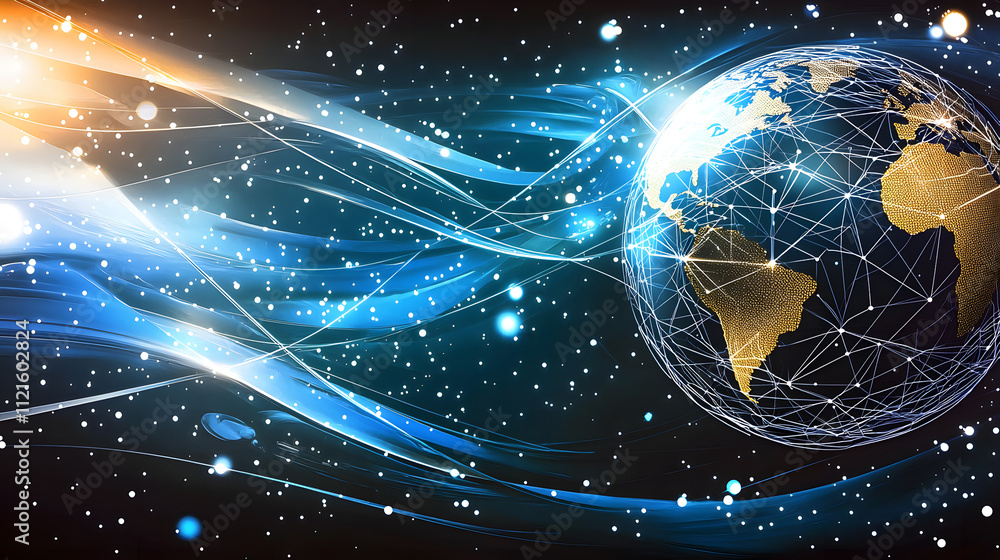 Obraz premium Digital earth with abstract glowing design elements