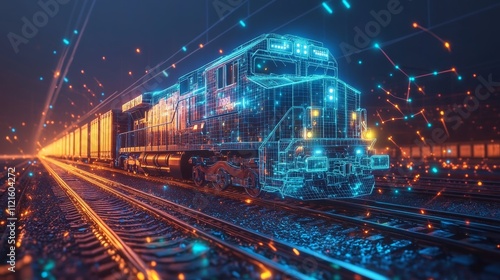 Digital Freight Train in Futuristic Setting