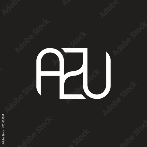 letter azu linked curves geometric lines logo vector