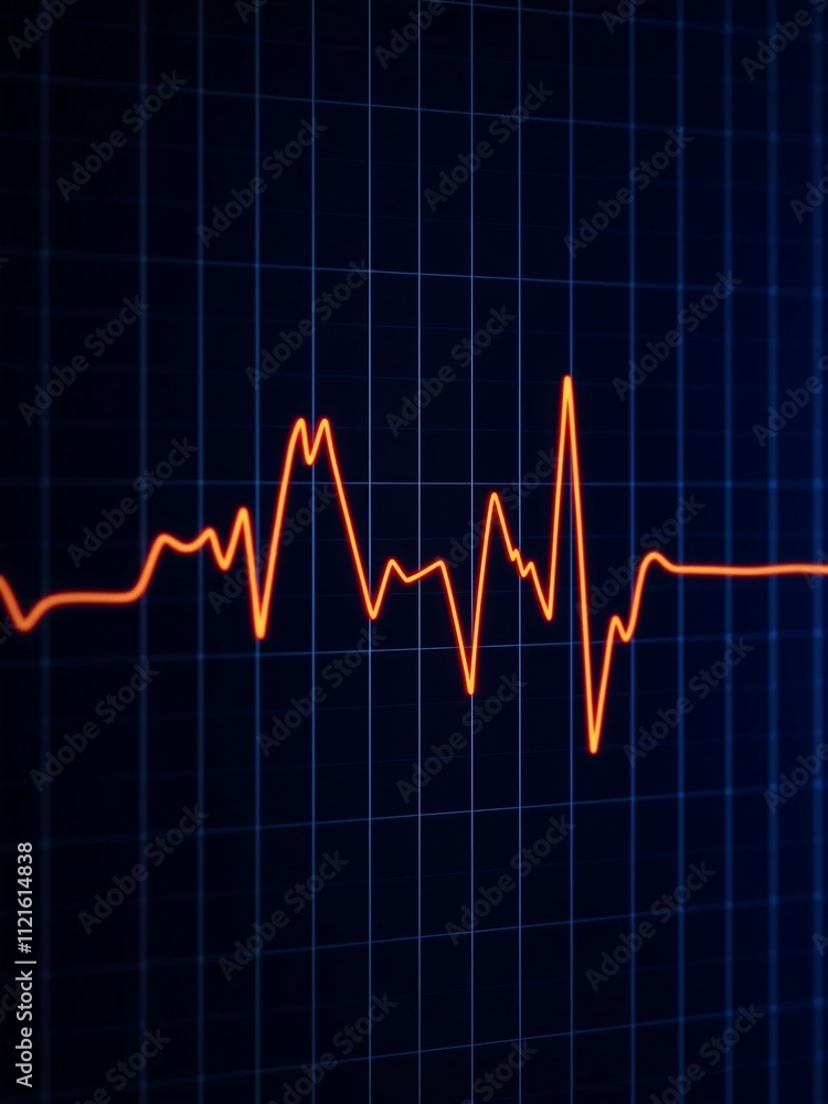 Close-up of an Orange Electrocardiogram (ECG) Waveform on a Dark Background Close-up of an Orange Electrocardiogram (ECG) Waveform on a Dark Background
