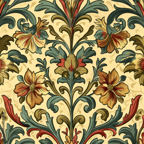 Victorian Pattern Design of Leaves and Flowers,.     