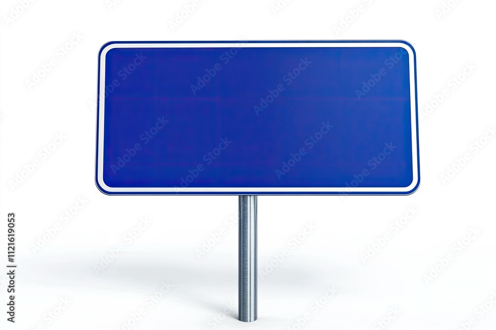 High Detail Image of Blank Blue Road Sign on White Background, High Detail, 8K High Detail Image of Blank Blue Road Sign on White Background, High Detail, 8K