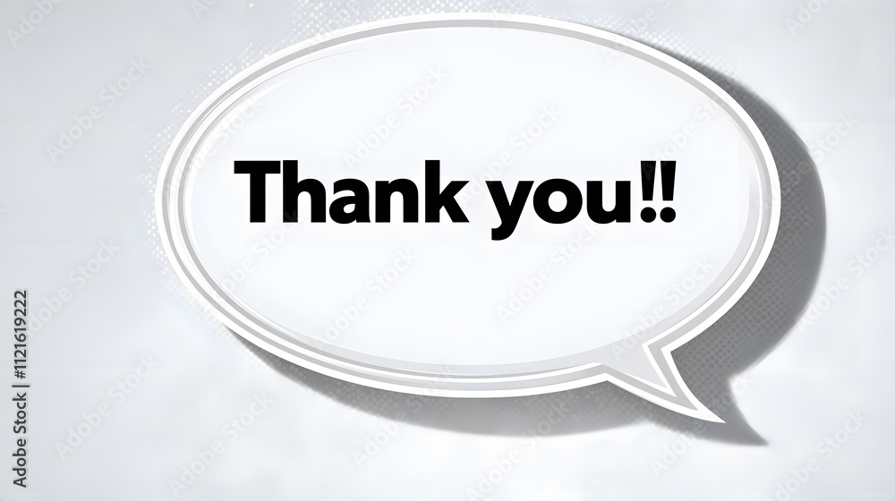 Bold thank you message in a speech bubble Bold thank you message in a speech bubble
