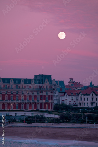 Fototapeta Naklejka Na Ścianę i Meble -  lighthouse on the coast of Biarritz in France at sunset