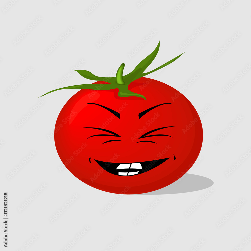 Tomato. Cartoon character tomato. Illustration. Face. Smile. Tomato. Cartoon character tomato. Illustration. Face. Smile.