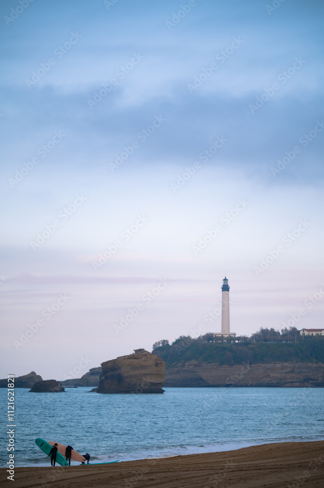 lighthouse on the coast of Biarritz in France at sunset lighthouse on the coast of Biarritz in France at sunset