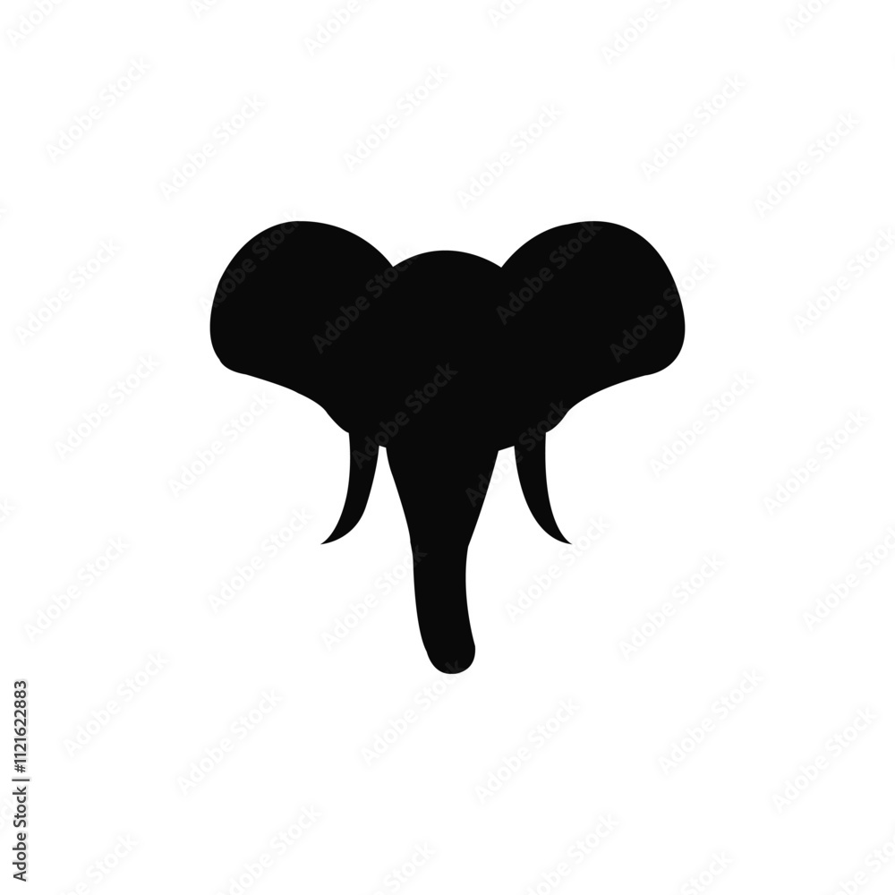 Elephant Head Front View. silhouette of a elephant animal. Elephant logo template. Elephant Head Front View. silhouette of a elephant animal. Elephant logo template.
