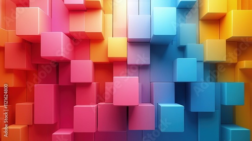 Abstract colorful 3D cube background. (1)