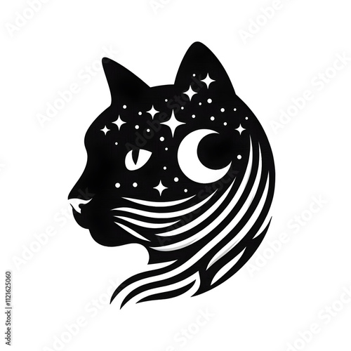 A cat head sillhouette vector art illustration 