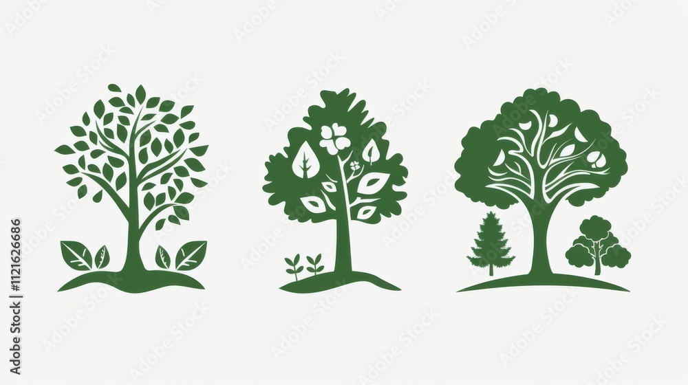 Obraz premium Simplified Illustrations for Environmental Awareness