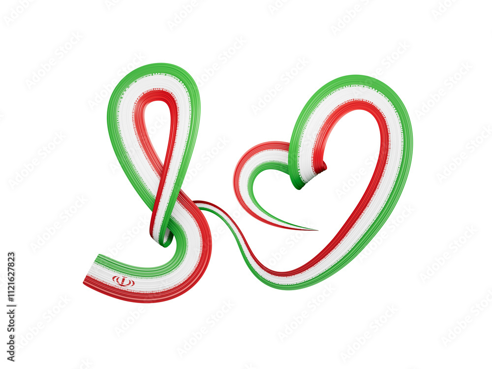 Iran flag Abstract green white red heart ribbon flag 3d illustration
Iran flag Abstract green white red heart ribbon flag 3d illustration