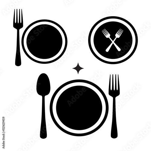 Plate with spoon and fork Vector Art for Design