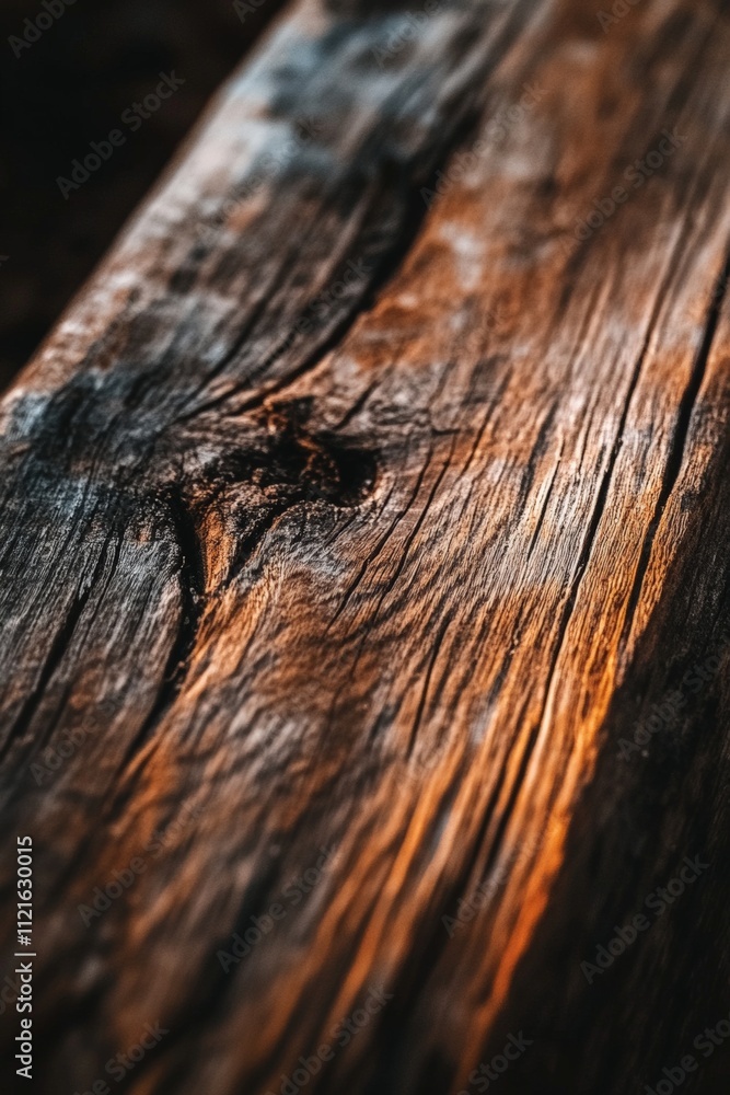 Obraz premium Close-Up of Rustic Wooden Plank with Textured Surface and Natural Patterns | Perfect for Home Decor, Crafts, and Nature-Inspired Designs