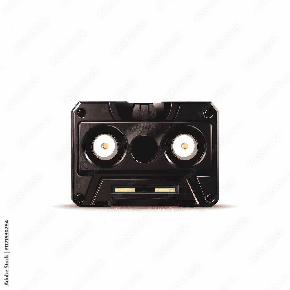 A compact, black device with circular lights that resemble eyes, giving it a robot-like appearance, designed for modern audio or tech use. A compact, black device with circular lights that resemble eyes, giving it a robot-like appearance, designed for modern audio or tech use.