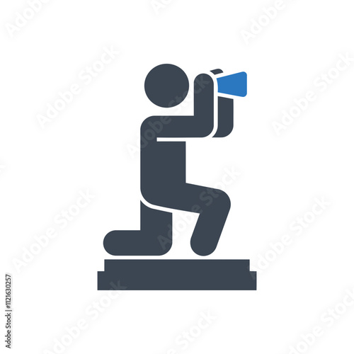 Kneeling with Megaphone Icon