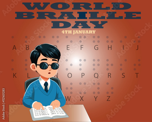 Banner design with a beautiful art and illustration about World Braille Day.