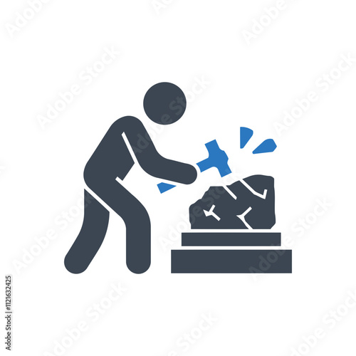 Sculpting with hammer icon