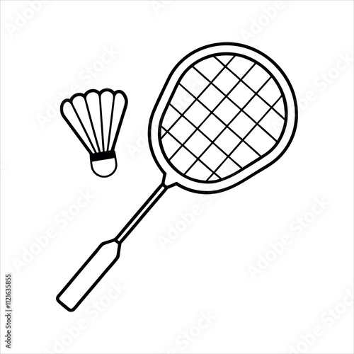 badminton racket and shuttlecock isolated on white