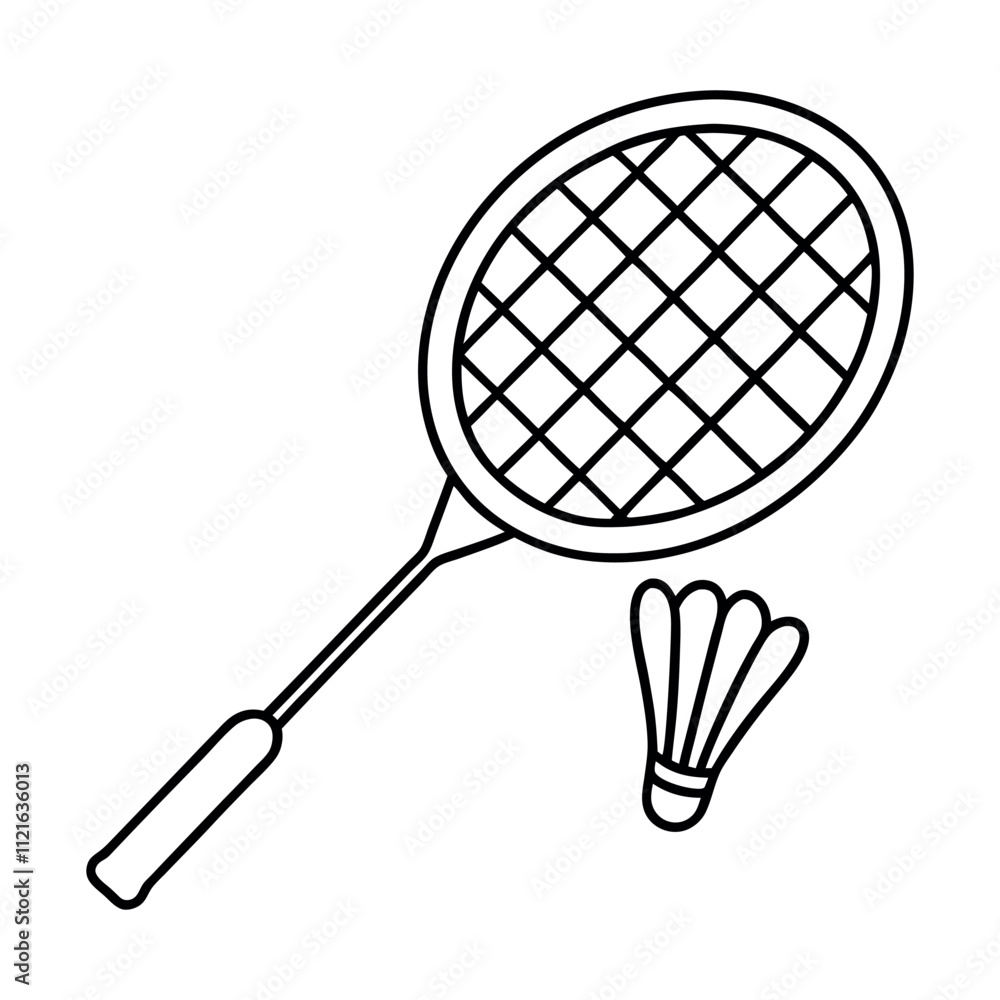 badminton racket and shuttlecock isolated