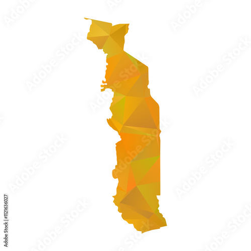 Map of Togo - Gold Geometric Rumpled Triangular , Polygonal Design For Your. Vector illustration eps 10.	
