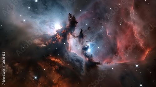 Discreet Nebula in Dark Space Background