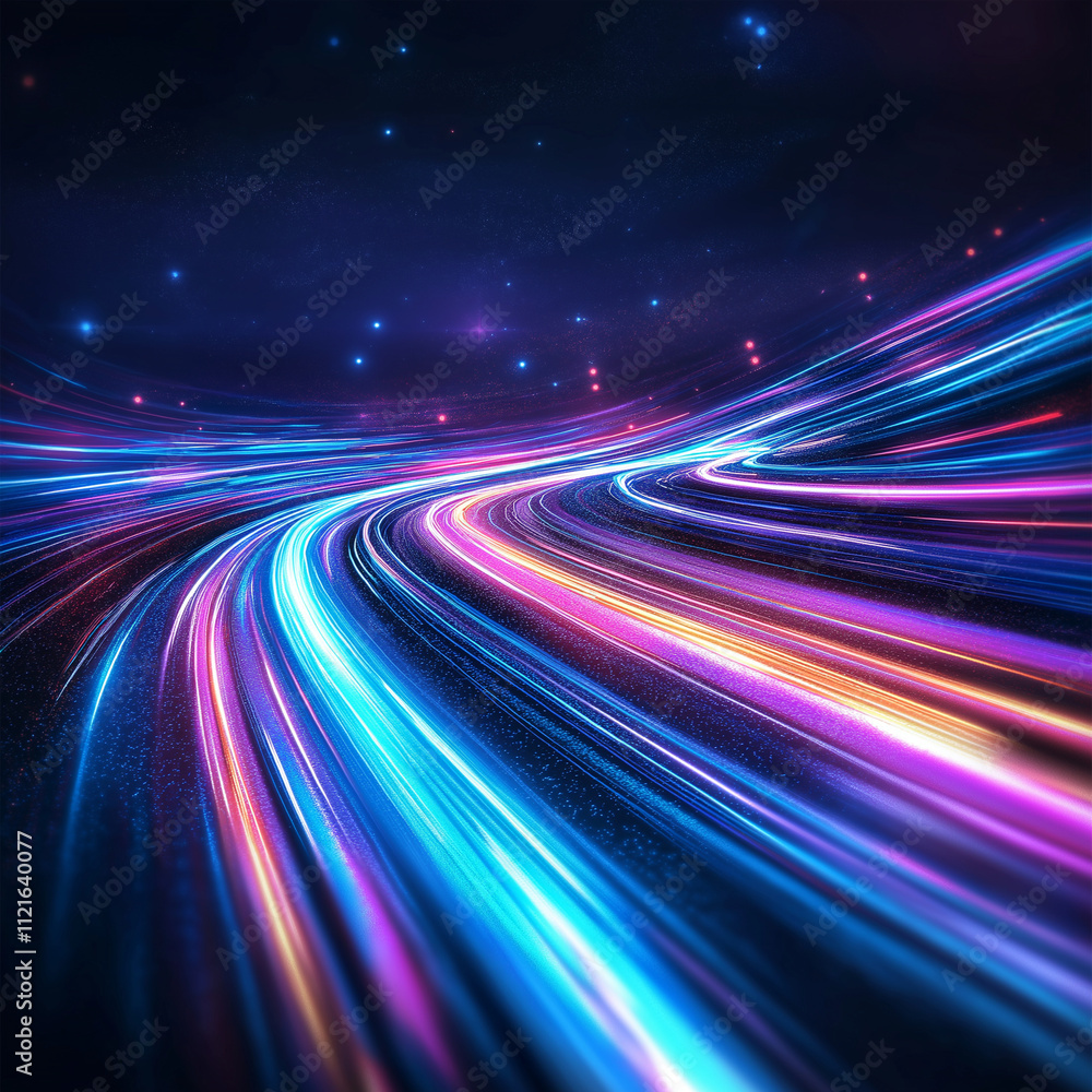 Vibrant light trails create mesmerizing abstract scene of movement and energy Vibrant light trails create mesmerizing abstract scene of movement and energy