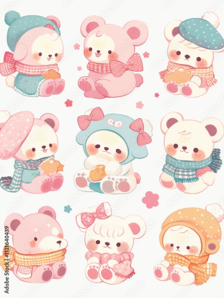 Pastel Kawaii Animal Stickers: Cute Characters in Clip Art Style Pastel Kawaii Animal Stickers: Cute Characters in Clip Art Style