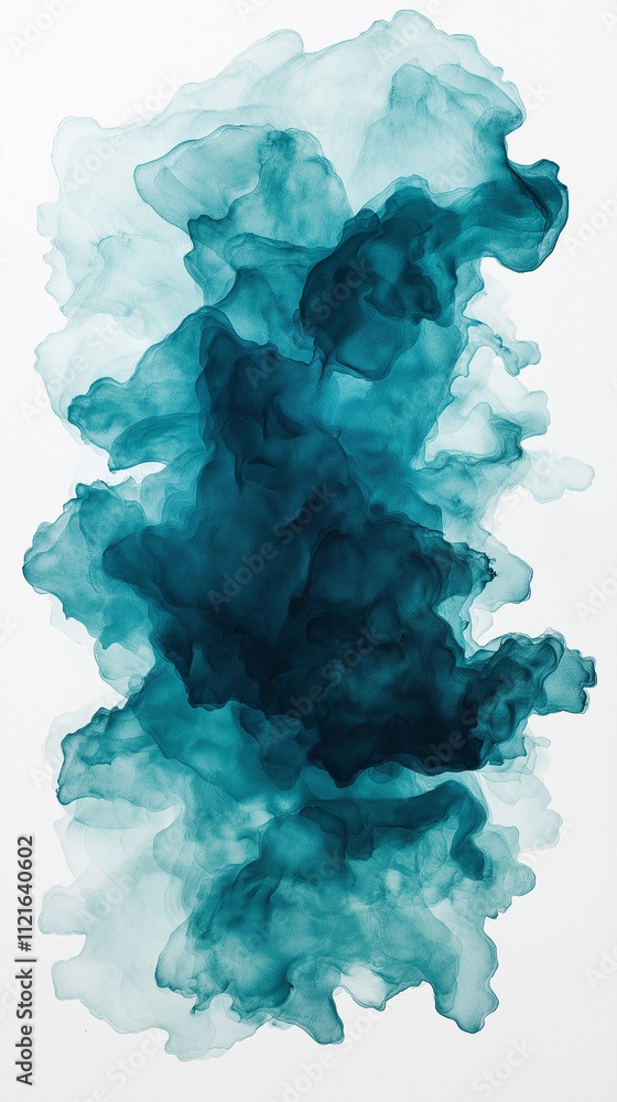 This image features a striking blue and white abstract painting set against a white wall, contributing to a minimalist and elegant decor This image features a striking blue and white abstract painting set against a white wall, contributing to a minimalist and elegant decor