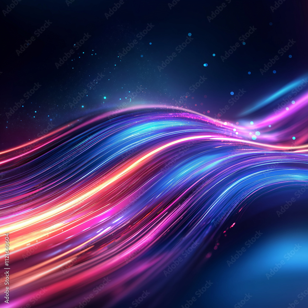 Obraz premium Vibrant abstract waves of light create mesmerizing visual experience