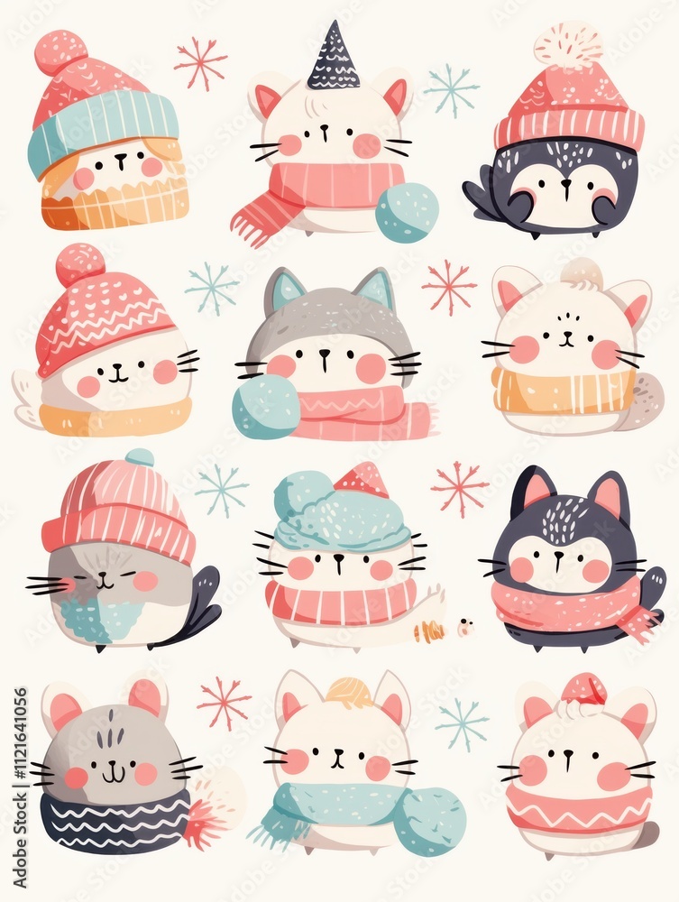 Pastel Kawaii Animal Stickers: Cute Characters in Clip Art Style Pastel Kawaii Animal Stickers: Cute Characters in Clip Art Style
