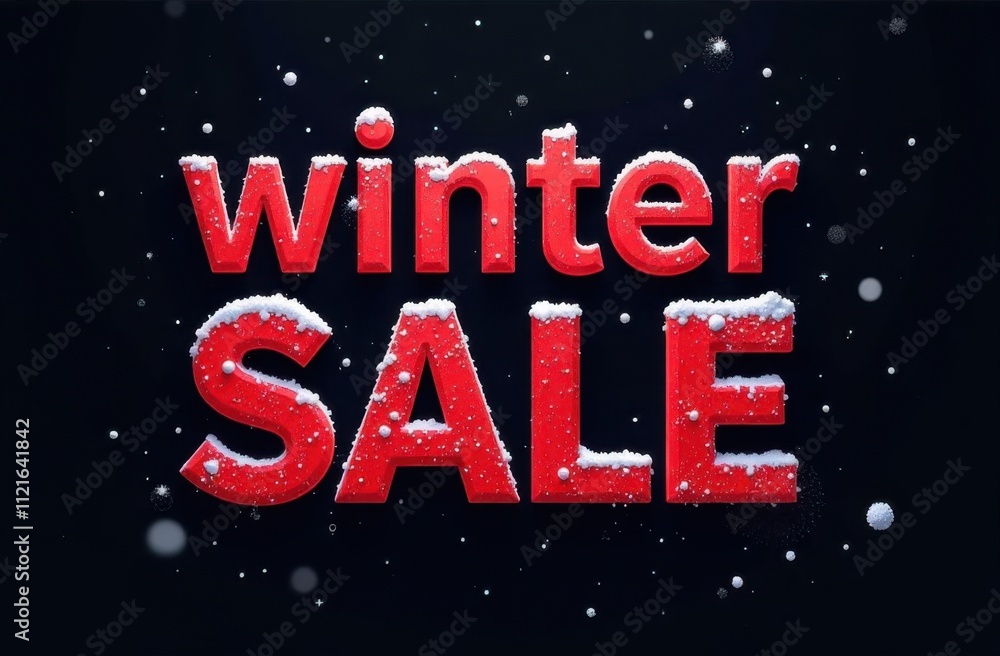 The banner of the seasonal winter sale. An advertising offer. The inscription in red letters The banner of the seasonal winter sale. An advertising offer. The inscription in red letters