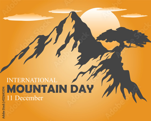 Banner design with a beautiful art and illustration about International Mountain Day.