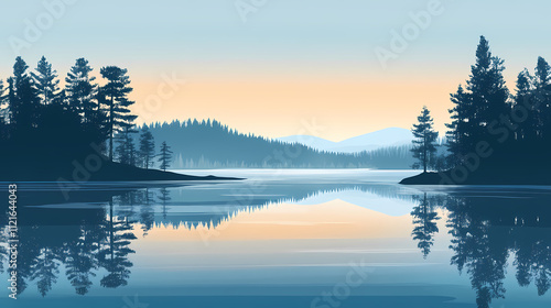 Experience the tranquil beauty of saimaa lake and boreal forests in finland, captured through minimalist landscape photography, perfect for nature lovers and travel enthusiasts. Boreal. Illustration photo