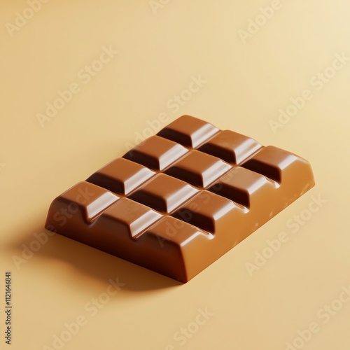 3D Chocolate Bar Icon: Tasty dark cocoa candy illustration photo