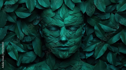 Wallpaper Mural Serene Green Leaf Face Nature Beauty Environmental Portrait Torontodigital.ca